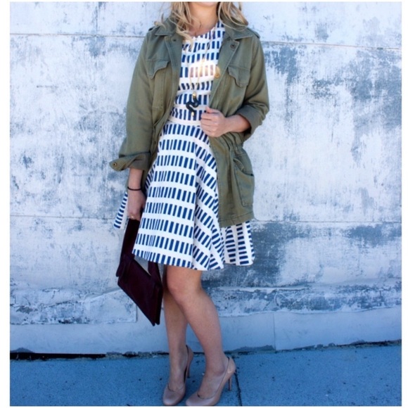 Anthro Dusen Dusen Dash Tennis Fit & Flare Cotton Graphic Blue and White Dress 2 - Picture 10 of 11